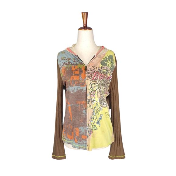 Vanilla Sugar Y2k Zip Up Hoodie Knit Sleeves Rhinestone Details - Medium - Picture 1 of 8